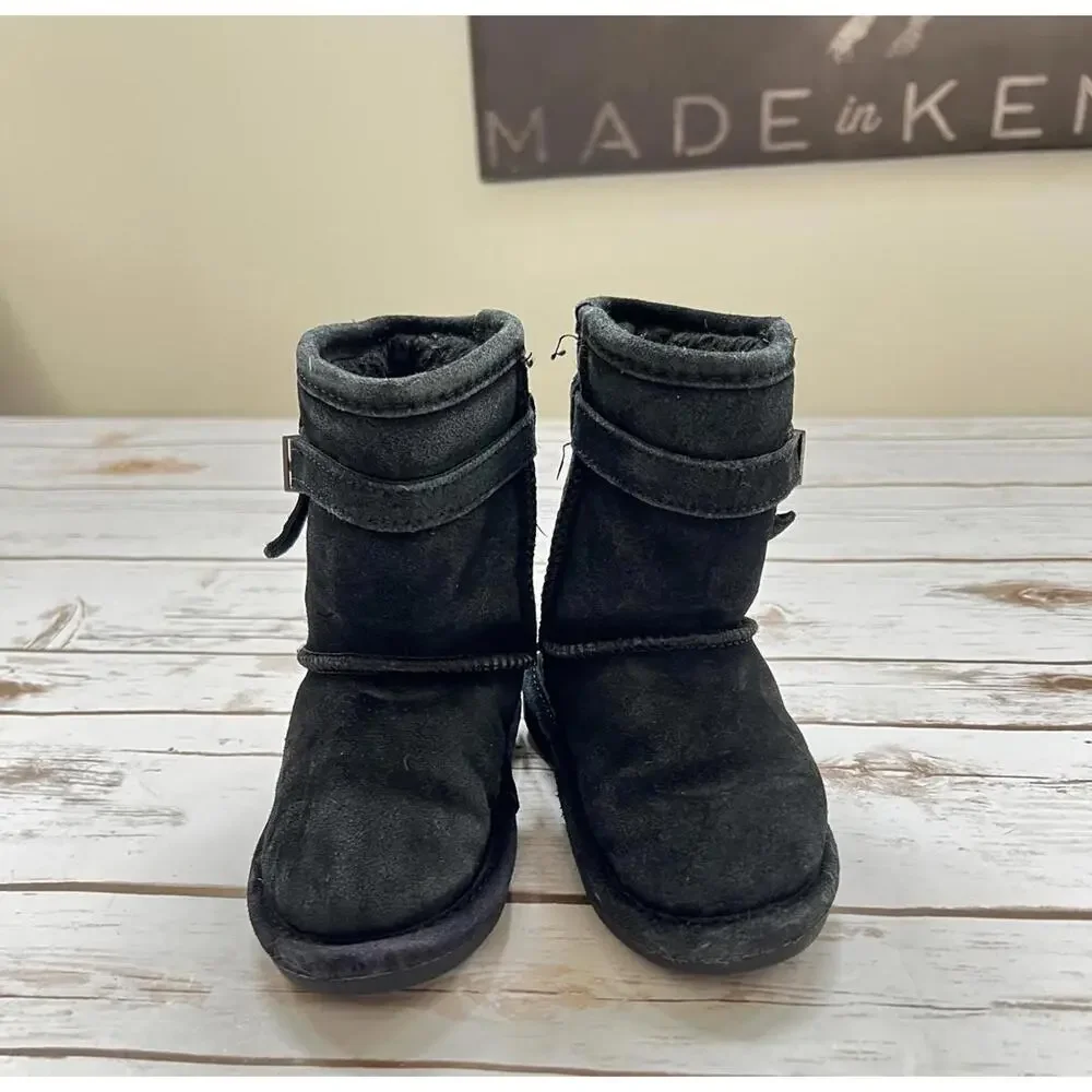 Bearpaw Toddler Black Suede Winter Boots, Size‎ 9